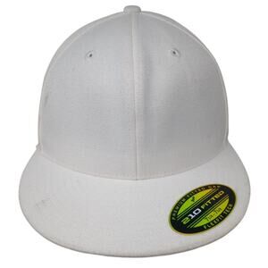 210 Fitted Baseball Cap White Size 7 5/8 Flexfit Tech Blank Vented Holes